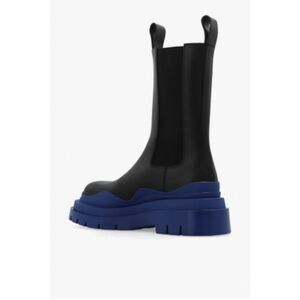 BOTTEGA VENETA Womens Blue 1-1/2" Platform Black Tire Wedge Chelsea 37.5